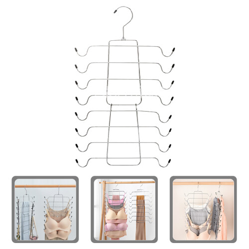 2Pcs Space Saving 8-Layer Bra Holder Organizer Silver Stainless Steel 1
