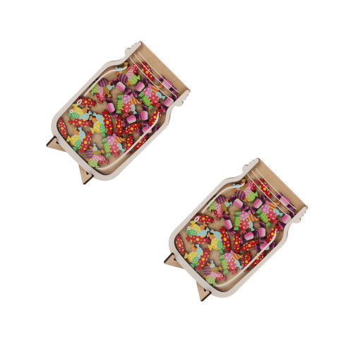 2Pièces Bocal Récompense En Bois Pour Classe Et Enfants 2