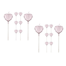16Pcs Rose Gold Heart Shaped Cake Candles Bright Birthday Decoration