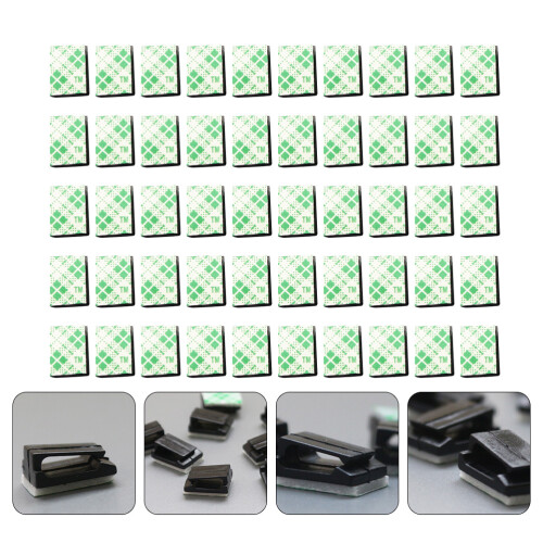 300Pcs Black Cable Clips Self-Adhesive Wire Holders for Home Office 1