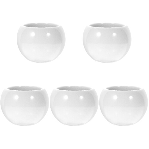 5Pcs White Ceramic Tea Cup Set Retro Style for Home and Office 1
