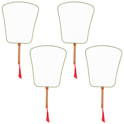 12Pcs Blank White Silk Round Fan Bamboo Craft for Summer DIY Projects 1