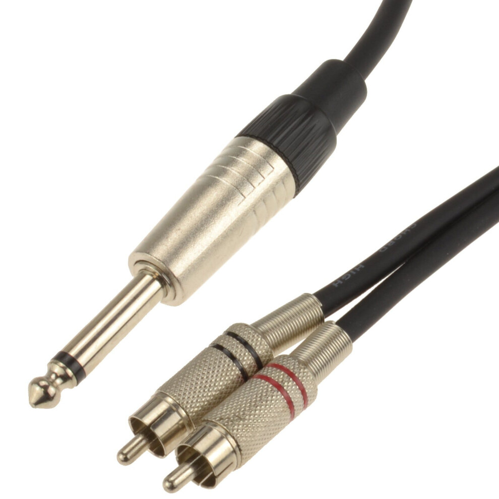 6.35Mm Mono Jack To & Rca Phono Plugs Soft Flex Cable 3M Red/White 5055383498307