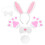 4Sets White Rabbit Ear Headband Set with Tail Bowtie Plush for Cosplay 3