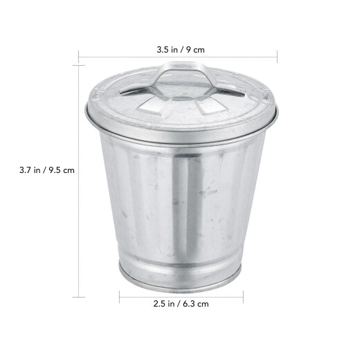 3Pcs Silver Mini Tabletop Trash Can Metal Desktop Waste Container 1