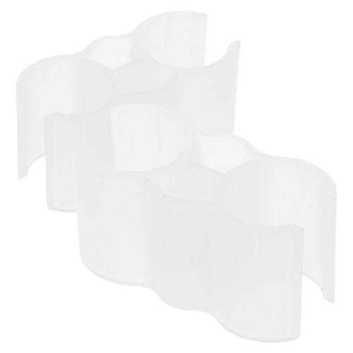 4Pcs Wall Mount Broom Holder Plastic Double Pipe Clamps White Sturdy 2