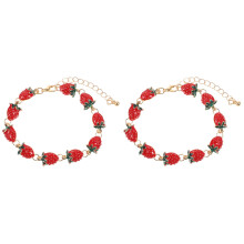 2Stk Schmuck Erdbeerarmband Damen Charms Zinklegierung Mehrfarbig