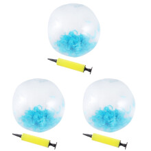 3Stk Strandball Aufblasbar Transparent Blau Federball Kinderfreundlich