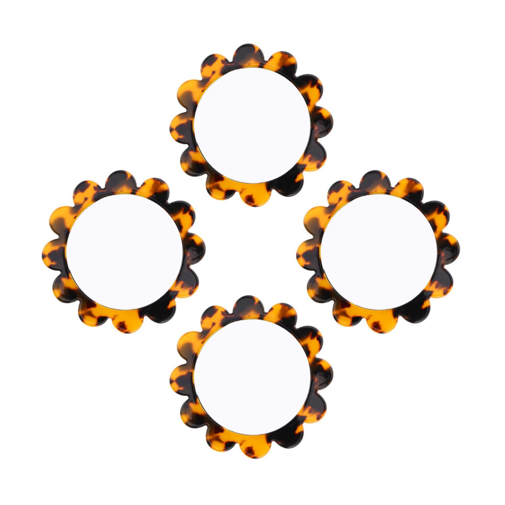 Iplusmile 4Pcs Vintage Acetate Sunflower Handheld Mirror Portable Makeup Mirror