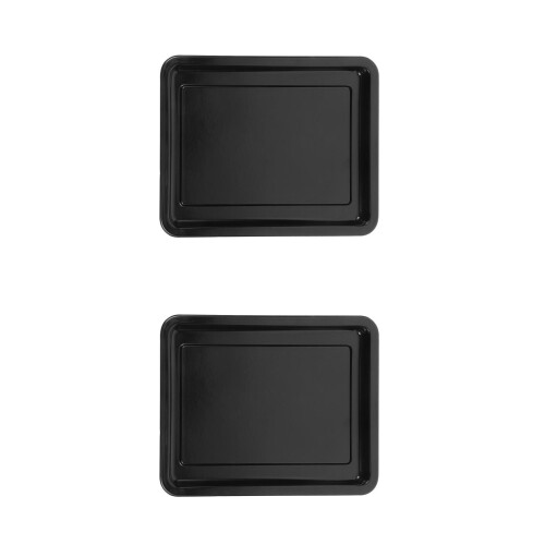 2Pcs Enamel Roasting Pan Set High Temp Resistant Black Baking Pans