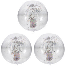 3Sets Plastic Inflatable Glitter Beach Balls for Kids Beach Pool Party