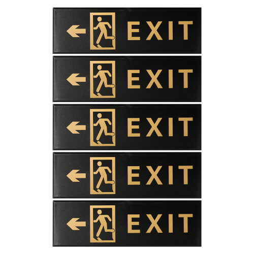 5Pcs Black Acrylic Exit Sign with Arrow Self Adhesive for Business Use
