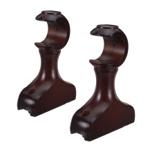 2Pcs Brown Wooden Curtain Rod Brackets Decorative Rod Hardware