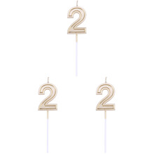 3Pcs Birthday Number Candles Gold Glow Bright Smokeless Wax for Cakes