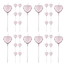 32Pcs Rose Gold Heart Birthday Cake Candles Cute 3D Candle Decoration