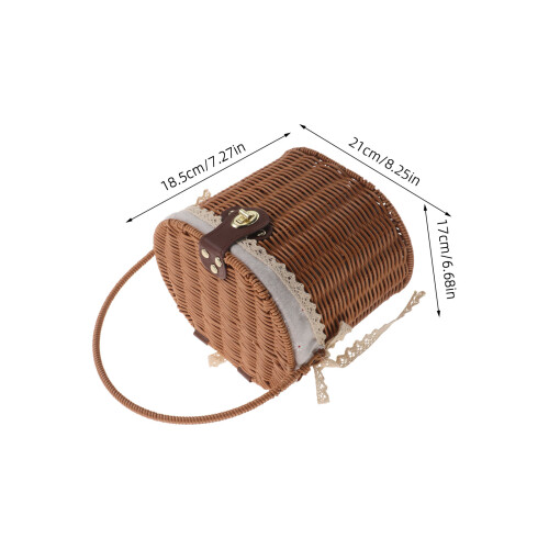 Brown Handwoven Basket with Lid Handle for Fruit Storage 1
