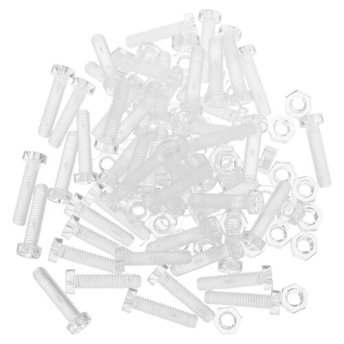 2Sets Clear Plastic Round Head Screws and Nuts Durable Insulated Kit 2