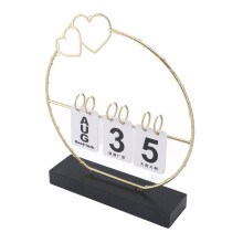 Black Heart Perpetual Flip Calendar with LED Light Metal Durable Desk Decor