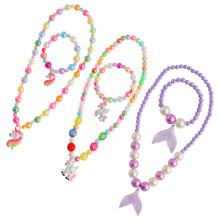 3Ensembles Bijoux Fille Enfant Perles Plastique Résine Assorti