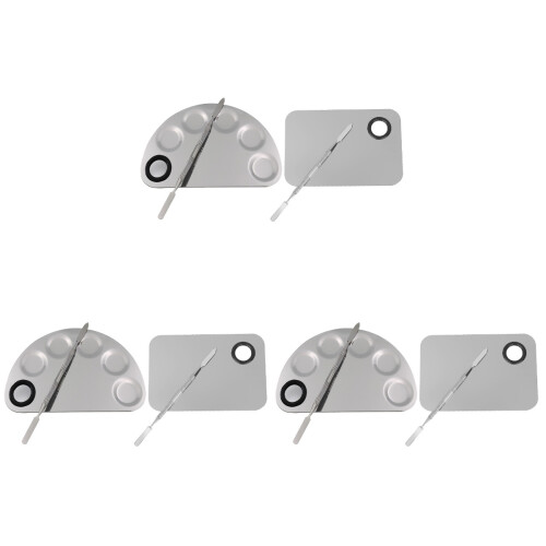 6Sets Stainless Steel Silver Makeup Foundation Mixing Pallet Set 2