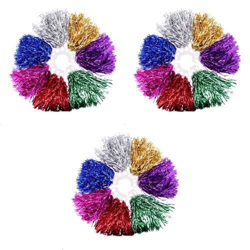 36Pcs Bright Assorted Color Cheerleading Pom Poms Durable Plastic 1
