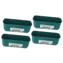 Large 4pcs Chicken Feed Trough with Clips, Green, PP, Hanging Livestock Bucket