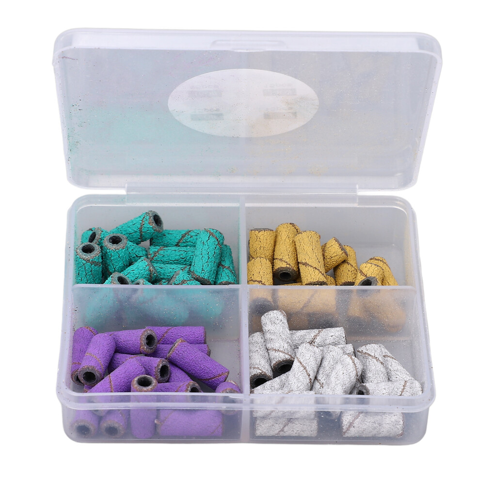 60Pcs Nail Sanding Bands with Mandrel Bit, 80-240 Grit, Sandstone