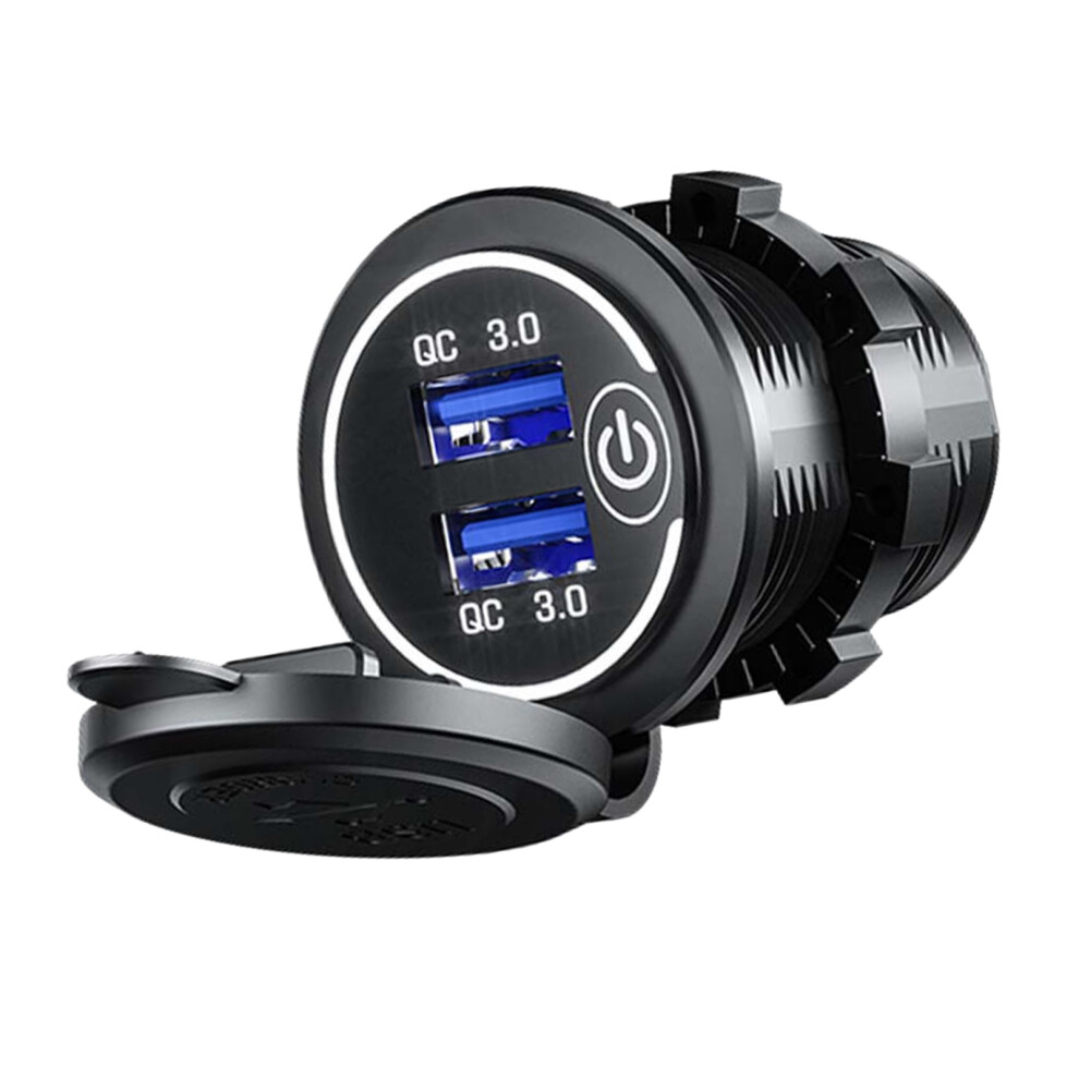 Usb Car Charger Multi Port Qc3.0 Cigar Lighter Adapter For Rv, Ship, Motorcycles, White 7661386947285
