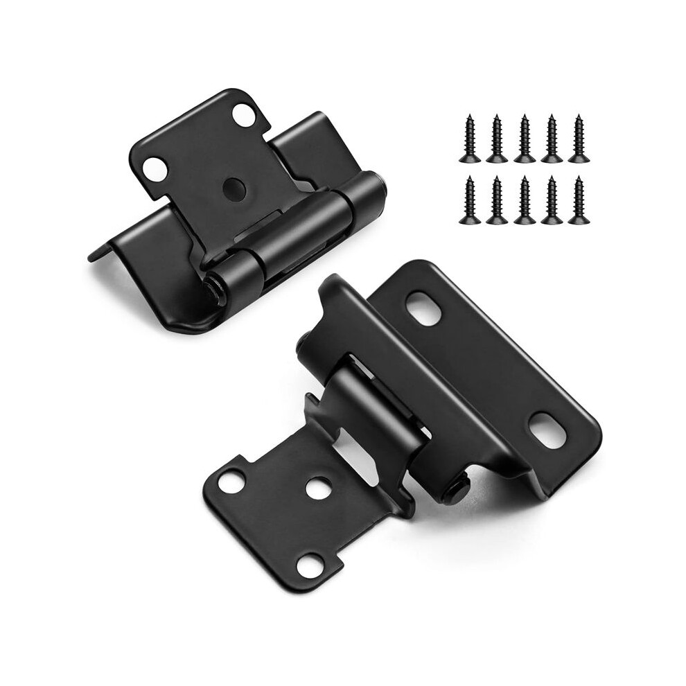 1/2Inch Overlay Semi Partial Wrap Cabinet Hinges, 4 Pairs (8 Pcs) Self Closing Black Hinges For Variable Kitchen 8Pcs 6033077634094