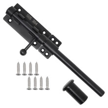 Trava de Porta de Parafuso Deslizante Resistente com um Cadeado, Hardware de Trava de Piso de Trava de Parafuso Horizontal e BloqueáVel (Preto, 10