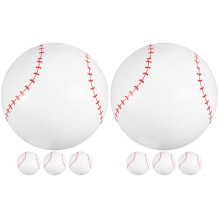8Pcs Inflatable Baseball Balls PVC Pool Toys White Beach Ball for Kids