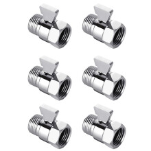 6X Water Flow Control Shut Off Valve, Brass Adjustable Water Pressure Regulator for Hand Held Shower