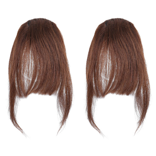 2Stk Haarfransen Clip-on Fake Weich Hellbraun 2