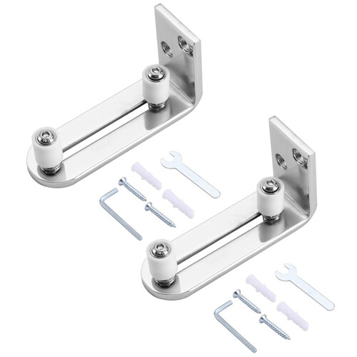 2X Modern Chrome Sliding Barn Door Floor Guide  Bearings Adjustable Stay Roller Wall Mount System for All Size Door