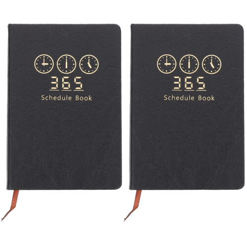 2Pcs Black Academic Planner 2022-2023 Professional Daily Plan Notebook 1