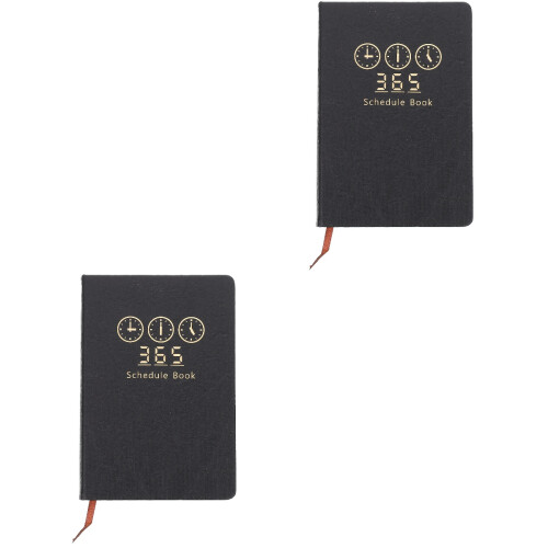 2Pcs Black Academic Planner 2022-2023 Professional Daily Plan Notebook 2
