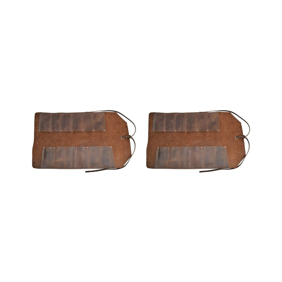 2X Leather Tool Roll Bag (12 Slots),Portable Carry Pouch,Workshop Storage,Woodworking Tools Organizer,Handmade Grain 4711722418306