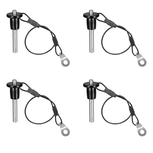 4X Stainless Steel Quick Release Pin 6mm Diameter  Locking Pin with Push Button Lanyard Cable Usable Length 25mm