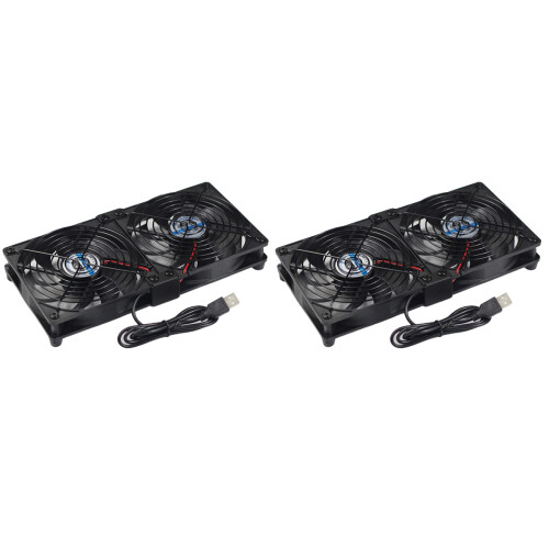 2Stk Schwarz USB Dual Lüfter Leiser Router Ventilator 2