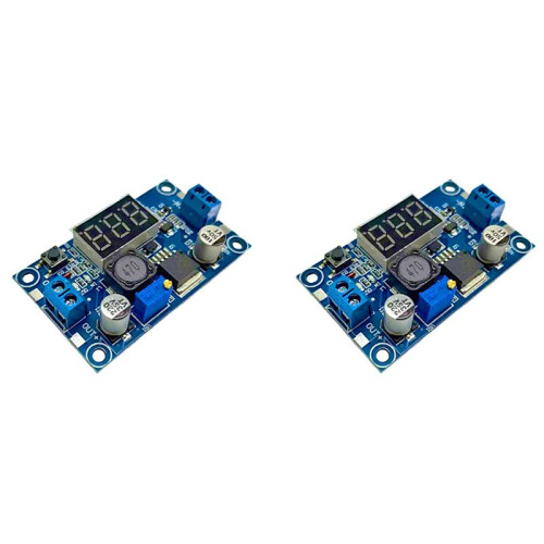 2X LM2596   Adjustable Step Down Converter Voltage Regulator LED Display Voltmeter 4.0-40 to 1.3-37V Power Adapter