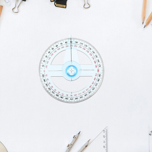 30Pcs Sky-Blue Plastic Drafting Tools Clear Circle Ruler Protractor 2