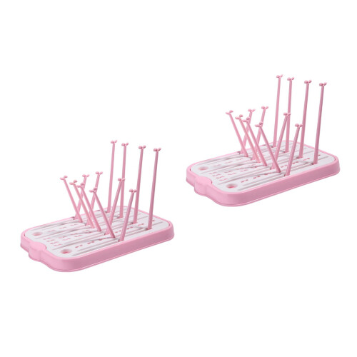 2Pièces Séchage Rose Support Bottles Flexible En PP Sécurisé 2