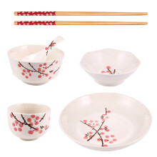 1Set Traditional Japanese Ceramic Plates and Bowls Set Microwave Safe