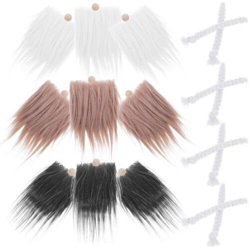 3Ensembles Barbes De Gnome En Bois Et Polyester Multicolores Pour DIY 2