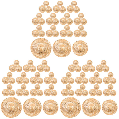 108Pièces Mini Chapeaux Tissés En Clair Accessoire Photo 2