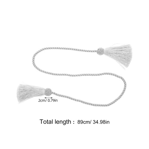 1Pair Grey Drapery Tiebacks Rope with Tassel Strong Curtain Holdbacks 1