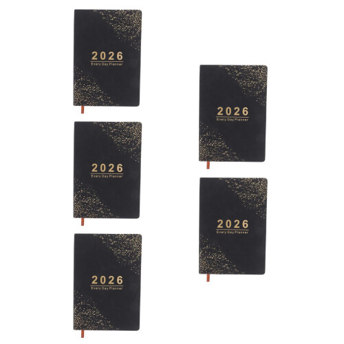 5Pièces Agenda Académique Noir Design Solide Pour Notes Et 1