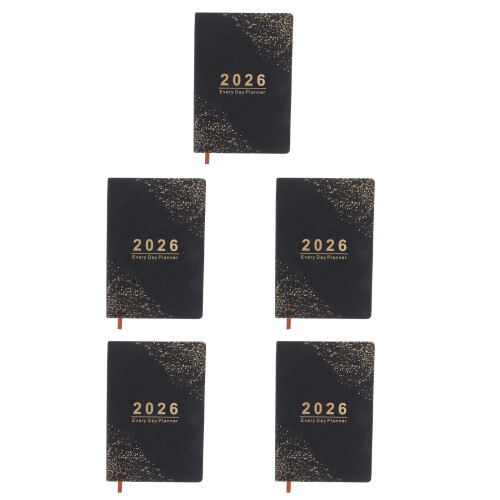 5Pièces Agenda Académique Noir Design Solide Pour Notes Et 2