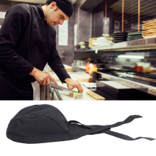 4 Stück Unisex Schwarze Baumwoll-Kochmützen mit Bändern, Verstellbare Arbeitsmützen für den Gastronomiebereich