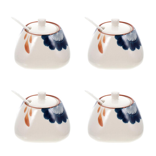 4Sets Lightweight White Ceramic Condiment Jars for Kitchen Use 2
